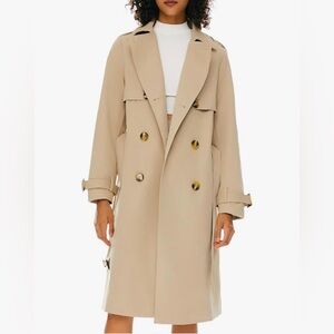 Orolay Women's 3/4 Length Double Breasted Trench Coat Lapel Jacket with Belt